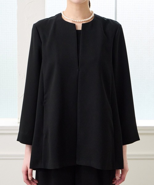 AIMER(エメ)の「【喪服・礼服・WEB限定】マシンウォッシャブル ジャケット風前開きブラウス・ワイドパンツ セットアップブラックフォーマル(スーツパンツ・レディース・ブラック・LARGE/MEDIUM)」の7枚目の写真