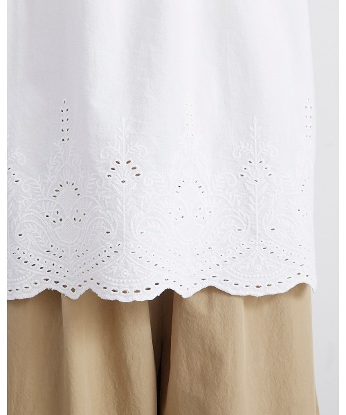HEAVENLY(ヘブンリー)の「【 HEAVENLY / ヘブンリー 】Cotton Hem Embroidery NS Tops 2624072 DLI(シャツ/ブラウス・レディース・オフホワイト/ブラック/カーキ・FREE)」の15枚目の写真