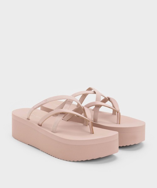 CHARLES & KEITH(チャールズ & キース)の「Levy レヴィー サテン ストラッピー フラットフォーム サンダル(サンダル・レディース・ブラック系その他2/ライトピンク/ダークブルー・22.5cm/23cm/23.5cm/24.5cm/25cm)」の11枚目の写真