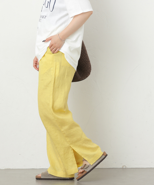 JOURNAL STANDARD relume(ジャーナルスタンダード レリューム)の「《一部WEB限定追加2》麻スリットイージーパンツ(その他パンツ・レディース・ピンク系その他/チョコ/ブラック/ブルー/イエロー/ネイビー/ベージュ・40/38/36)」の6枚目の写真