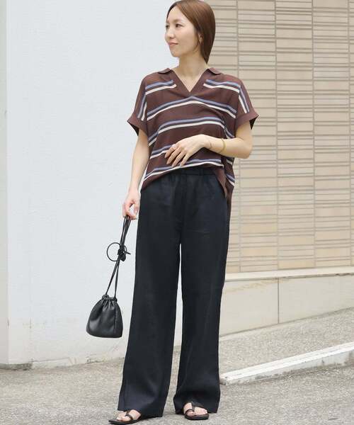 JOURNAL STANDARD relume(ジャーナルスタンダード レリューム)の「《一部WEB限定追加7》麻スリットイージーパンツ(その他パンツ・レディース・ピンク系その他/チョコ/ブラック/ブルー/イエロー/ネイビー/ベージュ・40/38/36)」の11枚目の写真