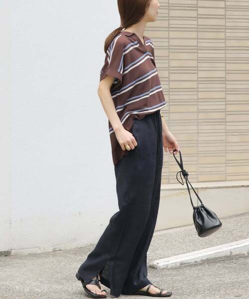 JOURNAL STANDARD relume(ジャーナルスタンダード レリューム)の「《一部WEB限定追加7》麻スリットイージーパンツ(その他パンツ・レディース・ピンク系その他/チョコ/ブラック/ブルー/イエロー/ネイビー/ベージュ・40/38/36)」の12枚目の写真