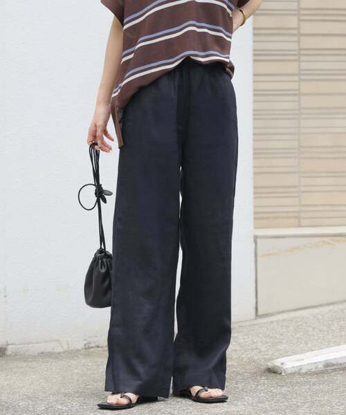 JOURNAL STANDARD relume(ジャーナルスタンダード レリューム)の「《一部WEB限定追加7》麻スリットイージーパンツ(その他パンツ・レディース・ピンク系その他/チョコ/ブラック/ブルー/イエロー/ネイビー/ベージュ・40/38/36)」の14枚目の写真