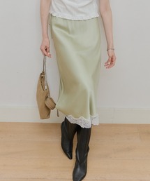 GIUNON | satin lace long skirt / サテンレースロングスカート(スカート)