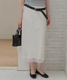 GIUNON | satin lace long skirt / サテンレースロングスカート(スカート)
