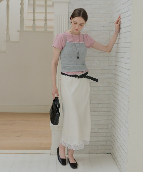 GIUNON(ジウノン)の「satin lace long skirt / サテンレースロングスカート(スカート・レディース・ピンク/グリーン/アイボリー・FREE/0)」の5枚目の写真