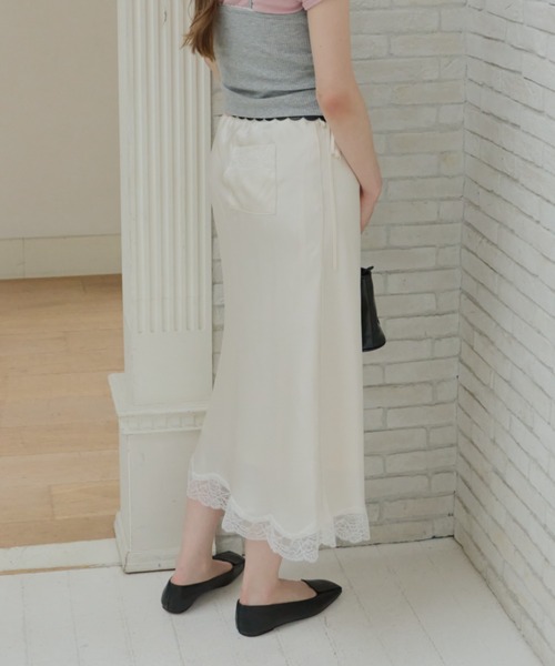 GIUNON(ジウノン)の「satin lace long skirt / サテンレースロングスカート(スカート・レディース・ピンク/グリーン/アイボリー・FREE/0)」の6枚目の写真