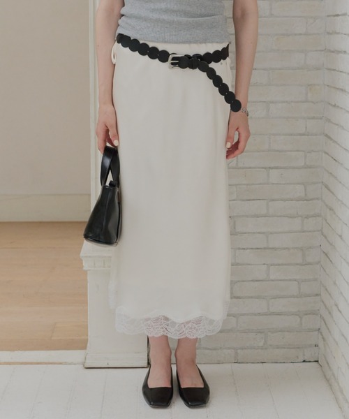 GIUNON(ジウノン)の「satin lace long skirt / サテンレースロングスカート(スカート・レディース・ピンク/グリーン/アイボリー・FREE/0)」の9枚目の写真