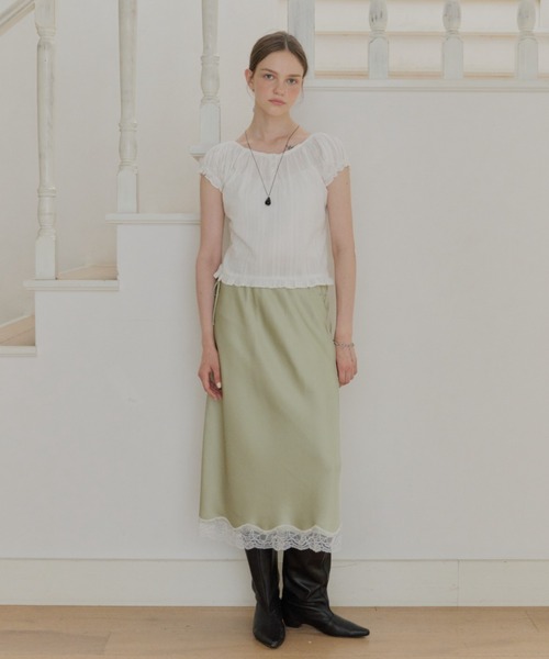 GIUNON(ジウノン)の「satin lace long skirt / サテンレースロングスカート(スカート・レディース・ピンク/グリーン/アイボリー・FREE/0)」の17枚目の写真