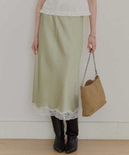 GIUNON(ジウノン)の「satin lace long skirt / サテンレースロングスカート(スカート・レディース・ピンク/グリーン/アイボリー・FREE/0)」の18枚目の写真