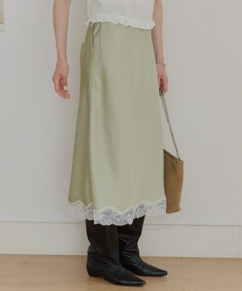 GIUNON(ジウノン)の「satin lace long skirt / サテンレースロングスカート(スカート・レディース・ピンク/グリーン/アイボリー・FREE/0)」の19枚目の写真