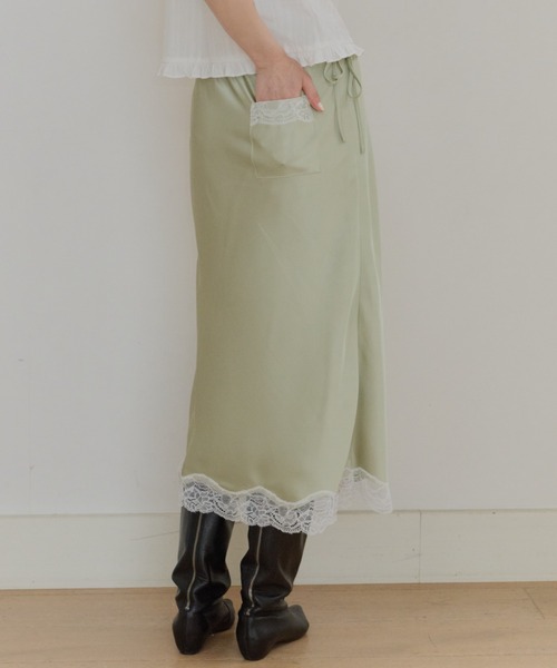 GIUNON(ジウノン)の「satin lace long skirt / サテンレースロングスカート(スカート・レディース・ピンク/グリーン/アイボリー・FREE/0)」の20枚目の写真