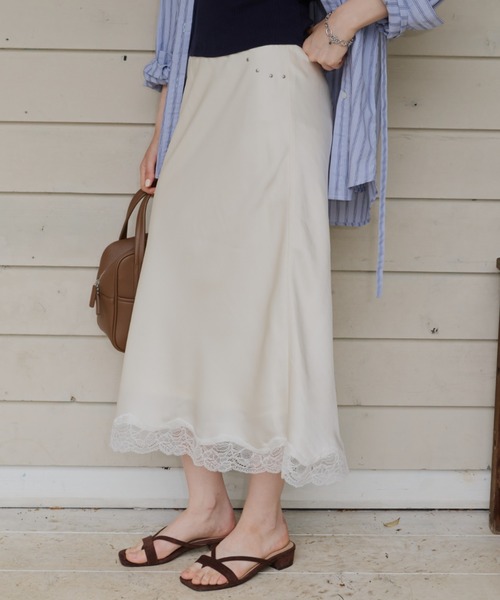 GIUNON(ジウノン)の「satin lace long skirt / サテンレースロングスカート(スカート・レディース・ピンク/グリーン/アイボリー・FREE/0)」の12枚目の写真