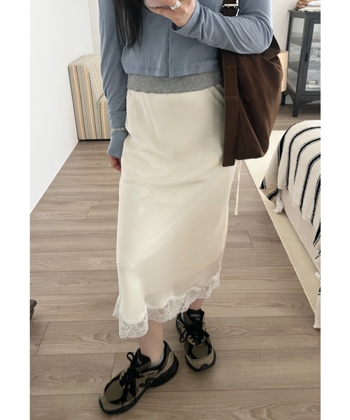 GIUNON(ジウノン)の「satin lace long skirt / サテンレースロングスカート(スカート・レディース・ピンク/グリーン/アイボリー・FREE/0)」の16枚目の写真