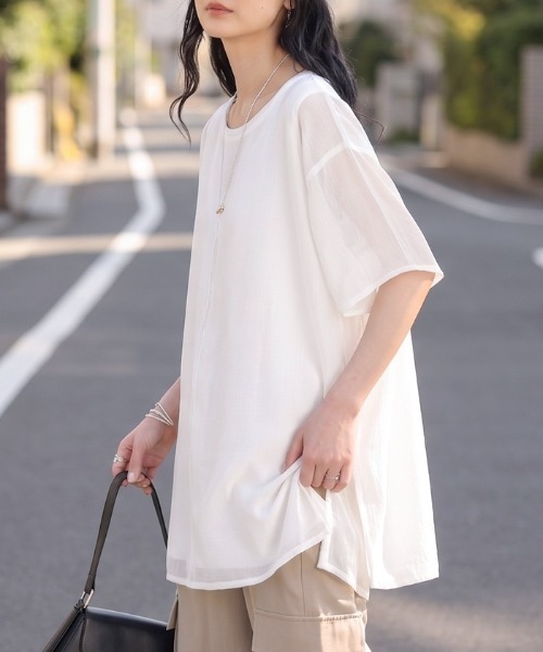 HUG.U(ハグユー)の「レディースシアーTシャツ(Tシャツ/カットソー・レディース・ピンク/ホワイト/モカ/ブラック・FREE)」の15枚目の写真