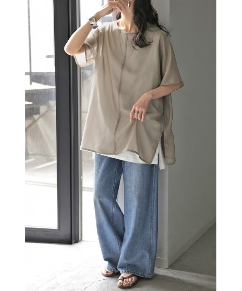 HUG.U(ハグユー)の「レディースシアーTシャツ(Tシャツ/カットソー・レディース・ピンク/ホワイト/モカ/ブラック・FREE)」の18枚目の写真