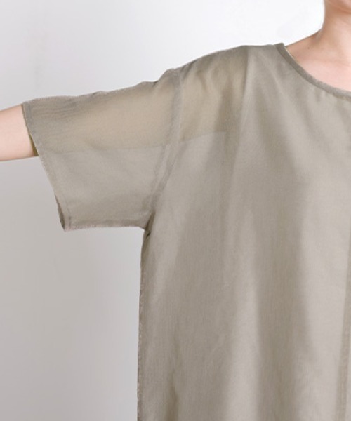 HUG.U(ハグユー)の「レディースシアーTシャツ(Tシャツ/カットソー・レディース・ピンク/ホワイト/モカ/ブラック・FREE)」の5枚目の写真