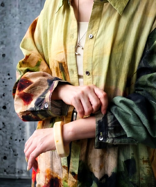 antiqua（アンティカ）の「綿100 アート柄 花柄 シャツワンピース（シャツワンピース・レディース・マルチ・ONESIZE）」の7枚目の写真