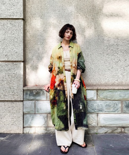 antiqua（アンティカ）の「綿100 アート柄 花柄 シャツワンピース（シャツワンピース・レディース・マルチ・ONESIZE）」の9枚目の写真