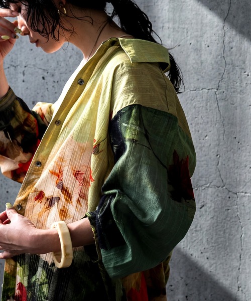 antiqua（アンティカ）の「綿100 アート柄 花柄 シャツワンピース（シャツワンピース・レディース・マルチ・ONESIZE）」の10枚目の写真
