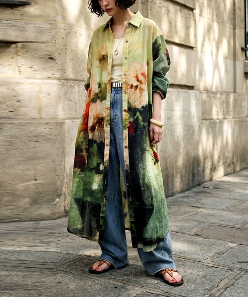 antiqua（アンティカ）の「綿100 アート柄 花柄 シャツワンピース（シャツワンピース・レディース・マルチ・ONESIZE）」の11枚目の写真