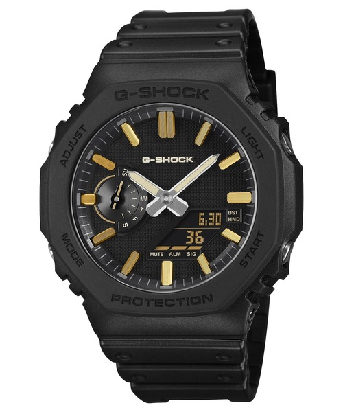 G-SHOCK(ジーショック)の「LUXE BLACK / 2100シリーズ / GA-2100LXB-1A9JF(アナログ腕時計・メンズ・ブラック×ゴールド・FREE)」の1枚目の写真