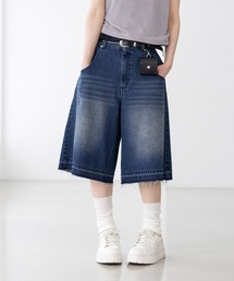 RAGEBLUE | 加工ワイドハーフパンツ(デニムパンツ)