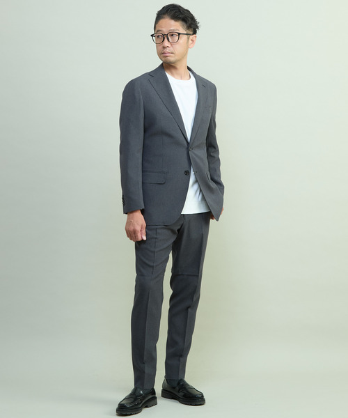 MEN'S MELROSE(メンズメルローズ)の「テックサッカーセットアップスーツ | ウォッシャブル / 防シワ(セットアップ・メンズ・チャコールグレー/ネイビー・3/4/5/2)」の2枚目の写真