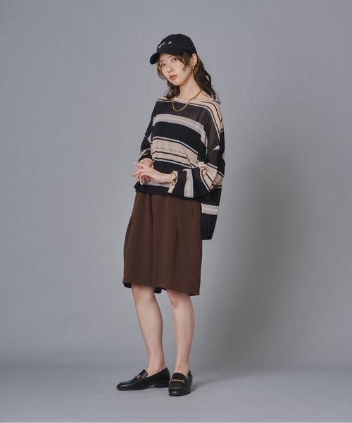 terrace（テラス）の「【接触冷感】マルチボーダーニットプルオーバー（ニット/セーター・レディース・アイボリー/ブルー/ブラック・FREE）」の21枚目の写真