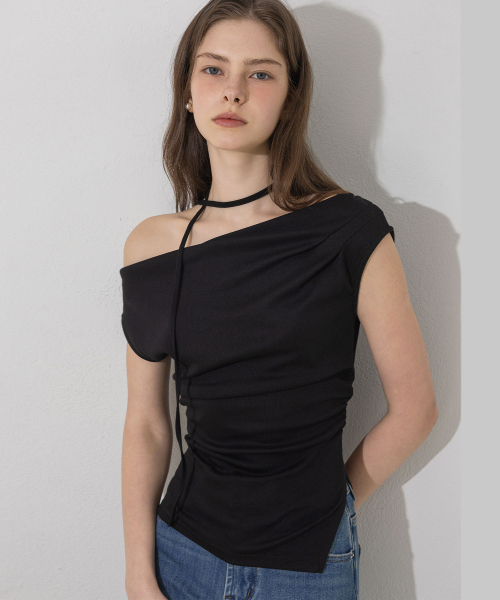 LAUTREDE MIN(ロートルドミン)の「Summer draped Black T shirts(Tシャツ/カットソー・レディース・ブラック・FREE)」の3枚目の写真