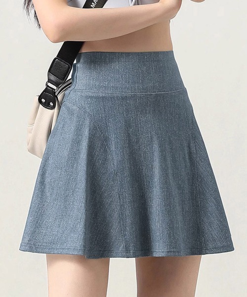 Miniministore(ミニミニストア)の「インナーパンツ付き デニム風ミニスカート(スカート・レディース・ダークブルー/ブラック/ライトブルー・L/M)」の1枚目の写真
