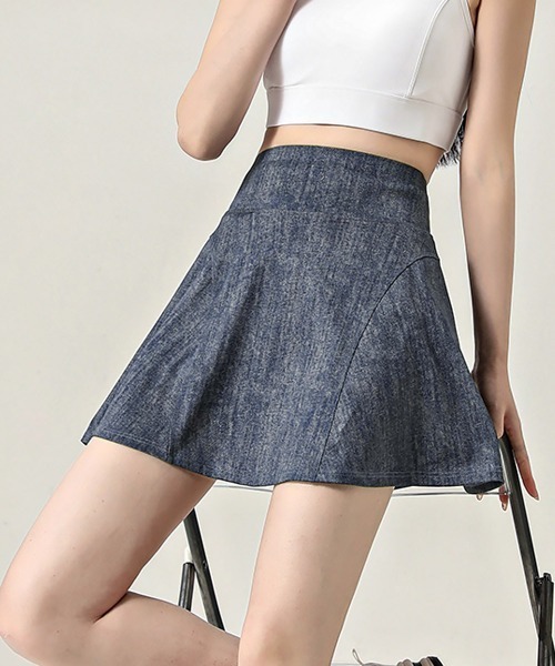 Miniministore(ミニミニストア)の「インナーパンツ付き デニム風ミニスカート(スカート・レディース・ダークブルー/ブラック/ライトブルー・L/M)」の19枚目の写真