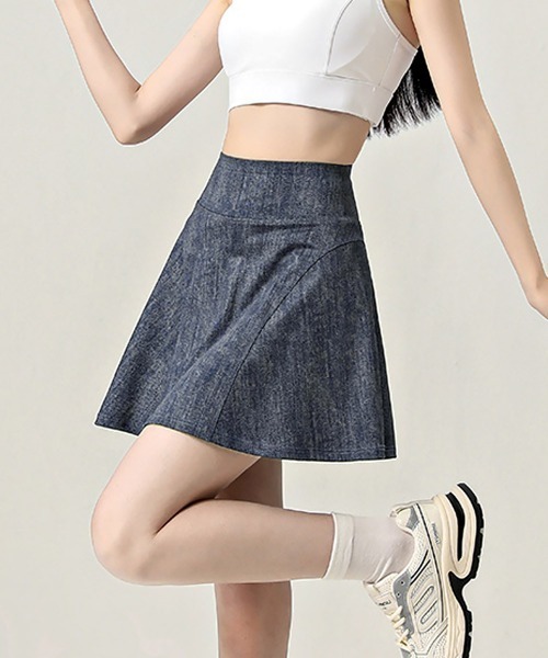 Miniministore(ミニミニストア)の「インナーパンツ付き デニム風ミニスカート(スカート・レディース・ダークブルー/ブラック/ライトブルー・L/M)」の20枚目の写真