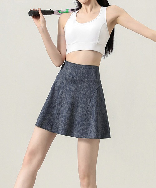 Miniministore(ミニミニストア)の「インナーパンツ付き デニム風ミニスカート(スカート・レディース・ダークブルー/ブラック/ライトブルー・L/M)」の21枚目の写真