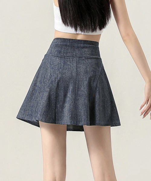 Miniministore(ミニミニストア)の「インナーパンツ付き デニム風ミニスカート(スカート・レディース・ダークブルー/ブラック/ライトブルー・L/M)」の13枚目の写真