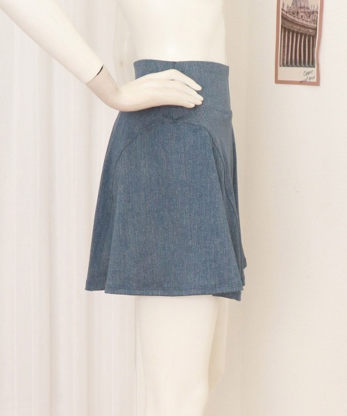 Miniministore(ミニミニストア)の「インナーパンツ付き デニム風ミニスカート(スカート・レディース・ダークブルー/ブラック/ライトブルー・L/M)」の11枚目の写真