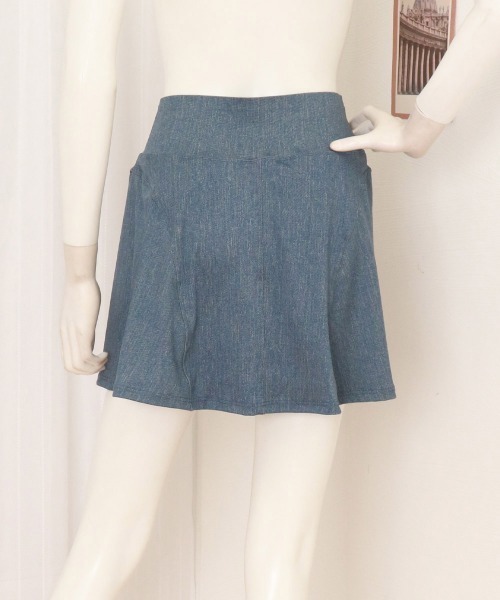 Miniministore(ミニミニストア)の「インナーパンツ付き デニム風ミニスカート(スカート・レディース・ダークブルー/ブラック/ライトブルー・L/M)」の12枚目の写真