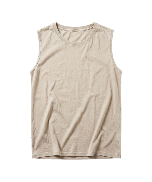 DE GRAND MATIN(ディグランドマーティン)の「Pigment Dyed Relaxed Over-fit Sleeveless(Tシャツ/カットソー・メンズ・ダークグレー/ベージュ/スカイブルー/ホワイト/カーキ・FREE)」の3枚目の写真