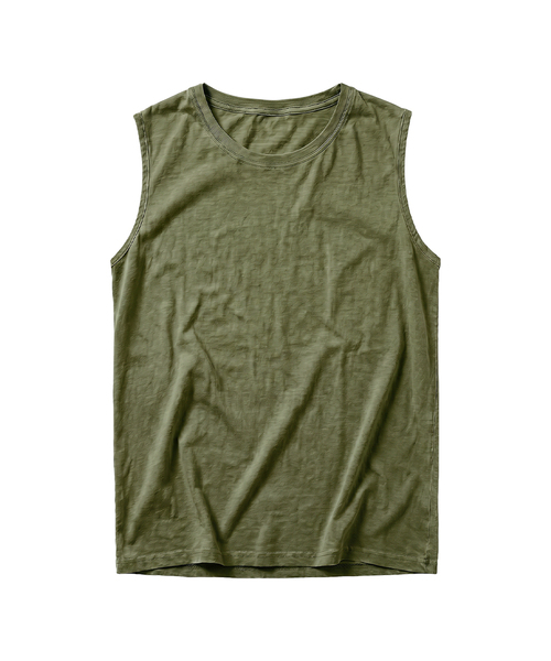 DE GRAND MATIN(ディグランドマーティン)の「Pigment Dyed Relaxed Over-fit Sleeveless(Tシャツ/カットソー・メンズ・ダークグレー/ベージュ/スカイブルー/ホワイト/カーキ・FREE)」の4枚目の写真
