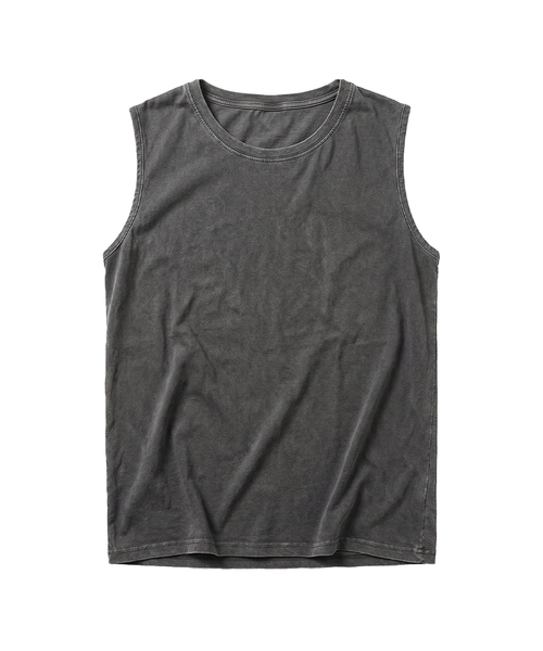 DE GRAND MATIN(ディグランドマーティン)の「Pigment Dyed Relaxed Over-fit Sleeveless(Tシャツ/カットソー・メンズ・ダークグレー/ベージュ/スカイブルー/ホワイト/カーキ・FREE)」の1枚目の写真