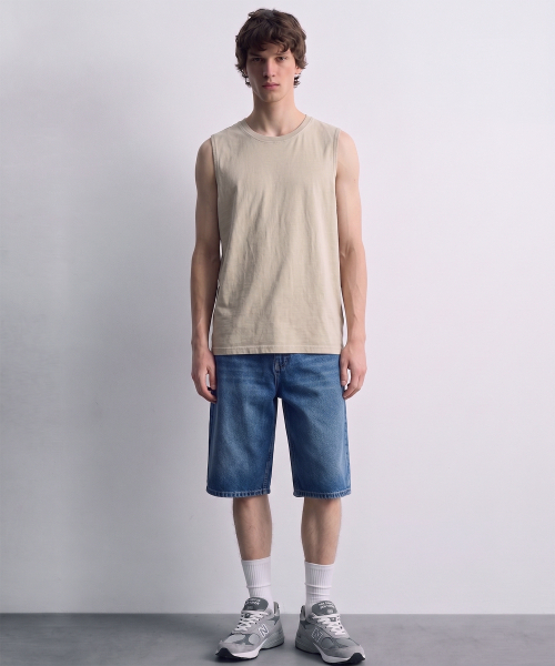DE GRAND MATIN(ディグランドマーティン)の「Pigment Dyed Relaxed Over-fit Sleeveless(Tシャツ/カットソー・メンズ・ダークグレー/ベージュ/スカイブルー/ホワイト/カーキ・FREE)」の6枚目の写真