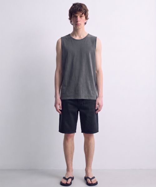 DE GRAND MATIN(ディグランドマーティン)の「Pigment Dyed Relaxed Over-fit Sleeveless(Tシャツ/カットソー・メンズ・ダークグレー/ベージュ/スカイブルー/ホワイト/カーキ・FREE)」の7枚目の写真