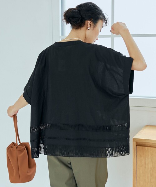 coen(コーエン)の「裾刺繍レース スキッパーシアーバンドカラーブラウス(シャツ/ブラウス・レディース・ダークグリーン/オフホワイト/ブラック・FREE)」の13枚目の写真