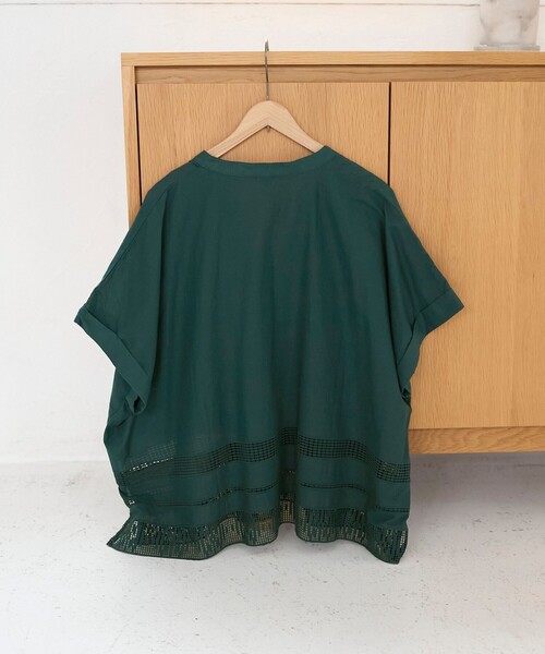 coen(コーエン)の「裾刺繍レース スキッパーシアーバンドカラーブラウス(シャツ/ブラウス・レディース・ダークグリーン/オフホワイト/ブラック・FREE)」の21枚目の写真