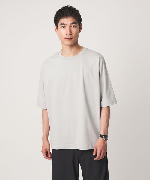 green label relaxing（グリーンレーベルリラクシング）の「ドルマンスリーブ クルーネック 半袖Tシャツ -UVカット・接触冷感・遮熱-（Tシャツ/カットソー・メンズ・ホワイト/ライトグレー/ダークグレー/ケリーグリーン・S/M/L/XL）」の12枚目の写真