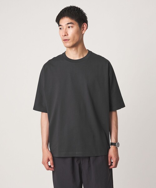 green label relaxing（グリーンレーベルリラクシング）の「ドルマンスリーブ クルーネック 半袖Tシャツ -UVカット・接触冷感・遮熱-（Tシャツ/カットソー・メンズ・ホワイト/ライトグレー/ダークグレー/ケリーグリーン・S/M/L/XL）」の16枚目の写真