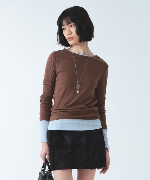 Ray BEAMS(レイビームス)の「【別注】MILLER / 2パック Tシャツ(Tシャツ/カットソー・レディース・ホワイト/ダークブラウン・ONE SIZE)」の11枚目の写真