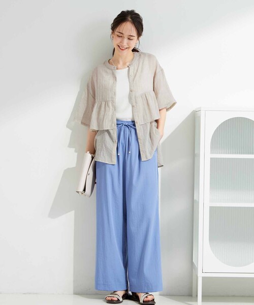 SHOO・LA・RUE（シューラルー）の「フロントフリル シアーワッシャーブラウス（シャツ/ブラウス・レディース・グリーン系/オフホワイト/ライトベージュ・02/04/03/01）」の14枚目の写真