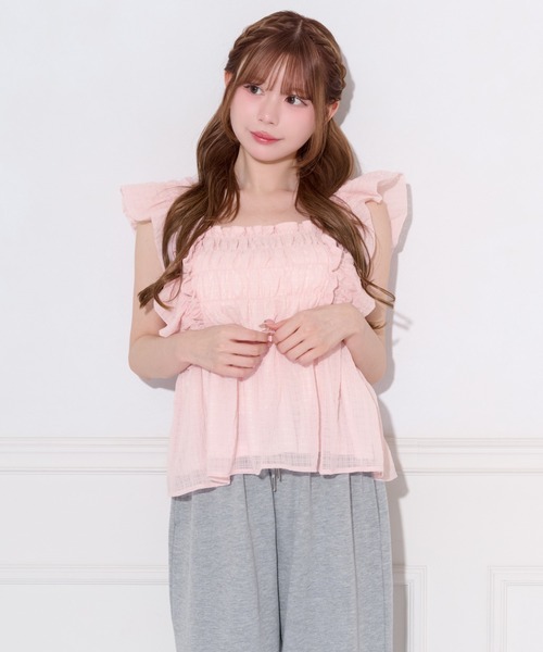 apres jour(アプレジュール)の「シャーリングペプラムブラウス(シャツ/ブラウス・レディース・ラベンダー/ライトブルー/ピンク/ライトイエロー/オフホワイト・フリー/X-LARGE)」の5枚目の写真