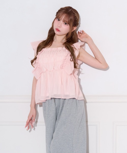apres jour(アプレジュール)の「シャーリングペプラムブラウス(シャツ/ブラウス・レディース・ラベンダー/ライトブルー/ピンク/ライトイエロー/オフホワイト・フリー/X-LARGE)」の10枚目の写真